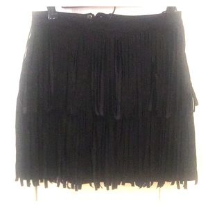 H&M Black Suede skirt with fringe.